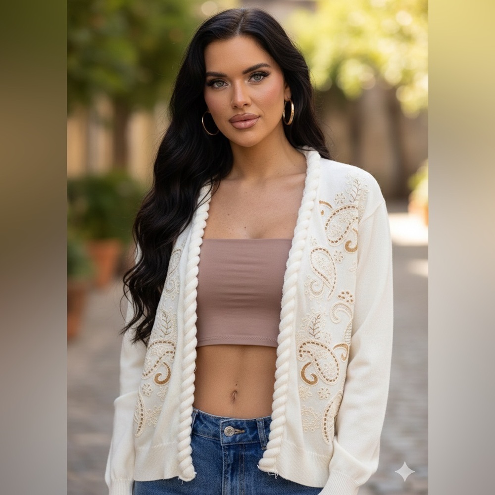 Elegant Cream Cardigan Sweater